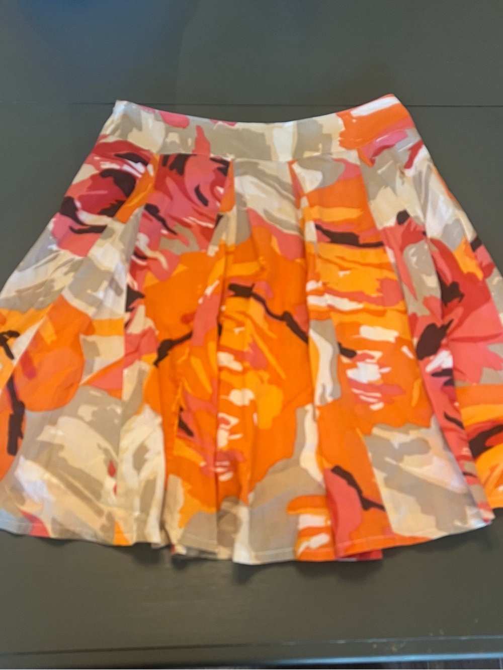 Christopher & Banks Orange Pink Floral Circle Skirt
